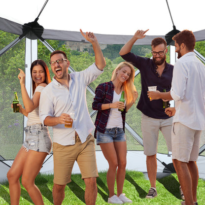 10X10ft Light Gray And Dark Gray Contrasting Pentagonal Automatic Folding Tent