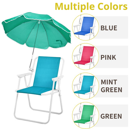 Folding Beach Chair With Umbrella For Adults, Lightweight Porable Camping Chair With 265lbs Capacity For Travel Picnic Concert & Outdoor Activities