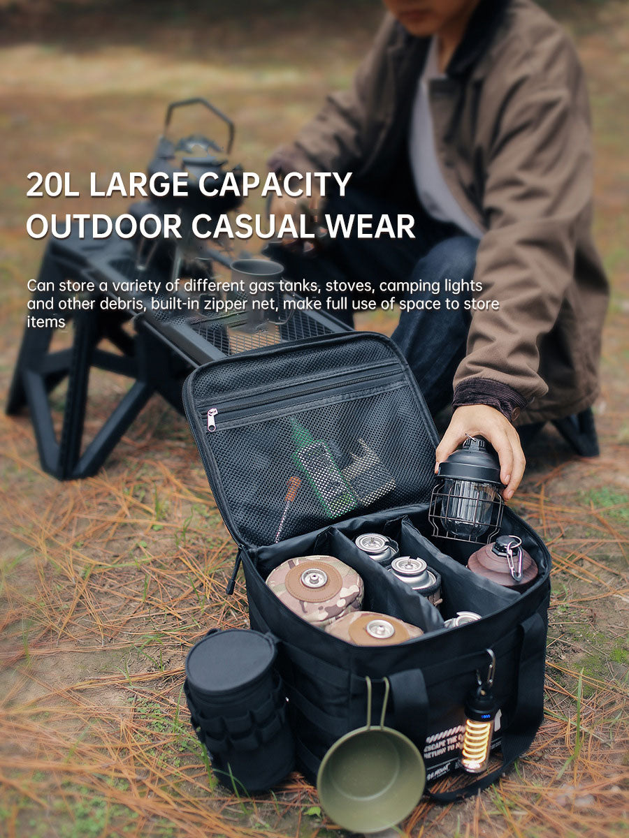 Outdoor Large Capacity Storage Bag 20L Set Pot Cooker Collision Resistant Multifunctional Portable Gas Tank Storage Bag Camping
