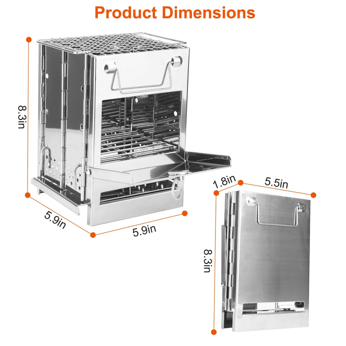 1Pc Portable Backpacking Stove For Camping Hiking Picnic BBQ Outdoor Cooker Folding Travel Charcoal Stove With Handle Carry Bag 2 Bolts