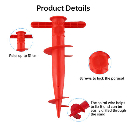 Plastic Adjustable Umbrella Base, Sun, Beach, Terrace, Sand, Ground Fixing Tools (Anchor Bracket, Spiral Tool, Tip Part), 1 Pc