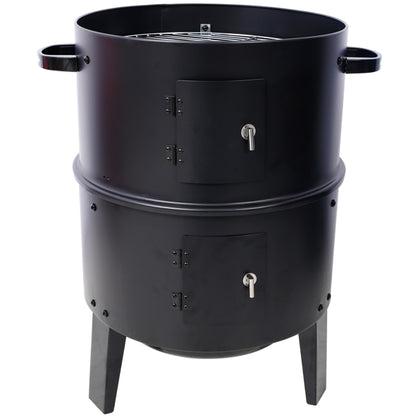 Charcoal Smoked Grill, Outdoor Cooking, 16 Inch Vertical Smoker Portable Grill Suitable For Camping, Black