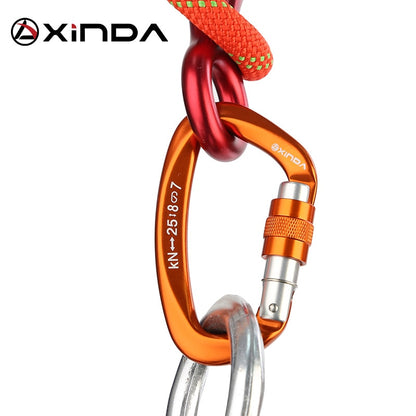 Xinda 25kN D-Shape Carabiner Climbing Security Safety Buckle Screw Gates Master Lock Carabiner Outdoor Rock Climbing Equipment