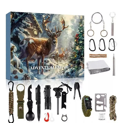 Survival Advent Calendar Set - 24-Day Christmas Countdown Calendar, 24 Days Of Camping Survival Gear - A Must-Have For Outdoor Adventure Enthusiasts And Wilderness Survival Supplies