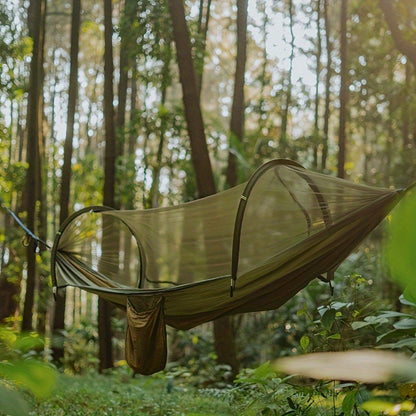 2025 Upgraded Double Layer Camping Hammock. 210D Nylon Mesh Camping Hammock. Sunscreen And Insect Repellent Double Zipper Design. Portable Outdoor Gear With Carabiner. Load Capacity 500lbs