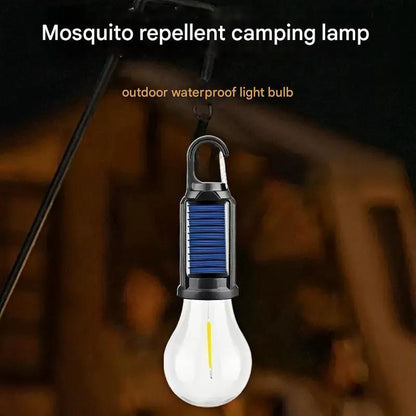 LED Solar Light Camping Emergency Light Bulb Tungsten Filament Light Rechargeable Mosquito Repellent Light Portable Outdoor Lighting Camping