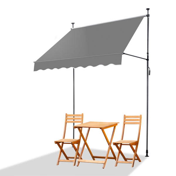 200x120x200-300cm Grey, Support Canopy, Polyester Fabric, Aluminum-iron Frame, Retractable