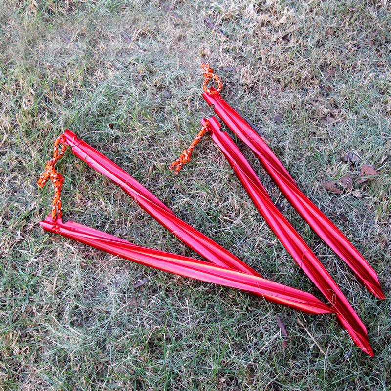 Shinetrip 4pcs  25cm  Aluminium alloy screw trigone nails Camping Sandbeach Swirled Shape Tent Peg with Pull Cord