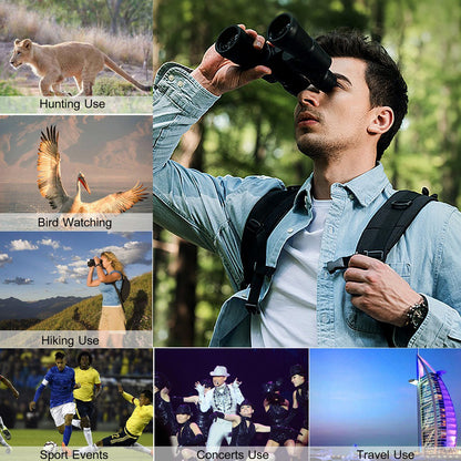 1Pc Portable Zoom Binoculars With FMC Lens Low Light Night Vision For Bird Watching Hunting Sports Events Concerts Adults Kids