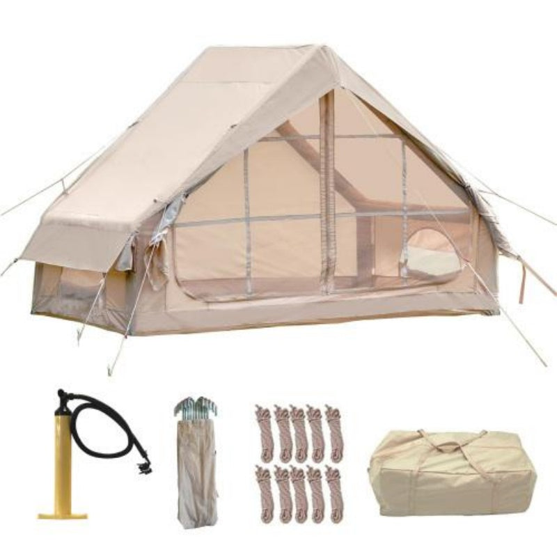 Inflatable Luxury Camping Tent With Pump, Can Accommodate 4 To 6 People, Easy To Set Up, Waterproof And Outdoor For All Seasons, 12 Mesh Windows
