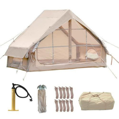 Inflatable Luxury Camping Tent With Pump, Can Accommodate 4 To 6 People, Easy To Set Up, Waterproof And Outdoor For All Seasons, 12 Mesh Windows