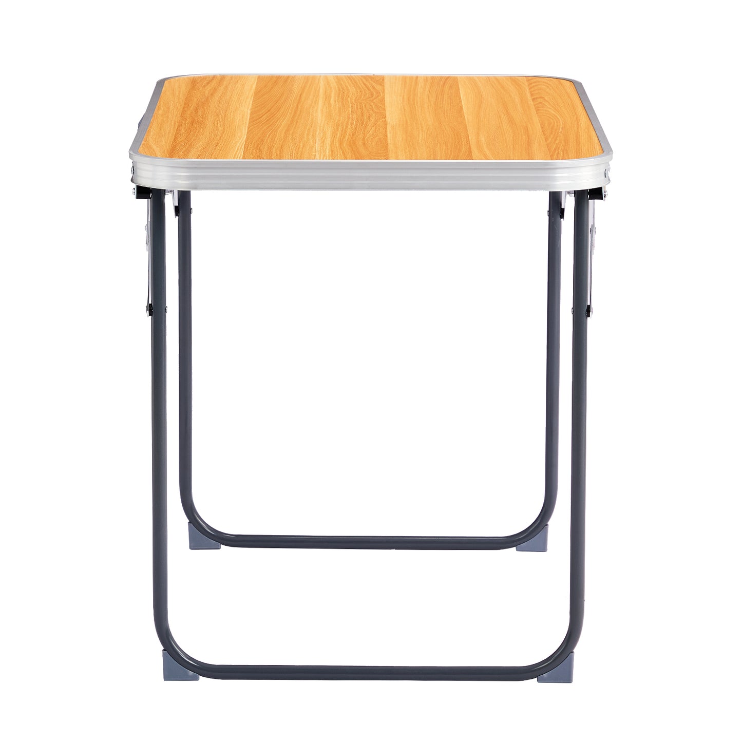 2.3ft Wood Grain Outdoor Folding Table Aluminum Alloy Rectangular 50kg Folding Tabletop