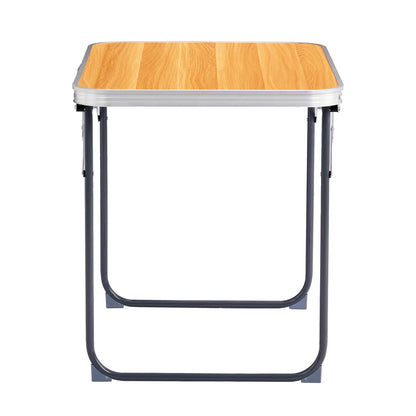 2.3ft Wood Grain Outdoor Folding Table Aluminum Alloy Rectangular 50kg Folding Tabletop