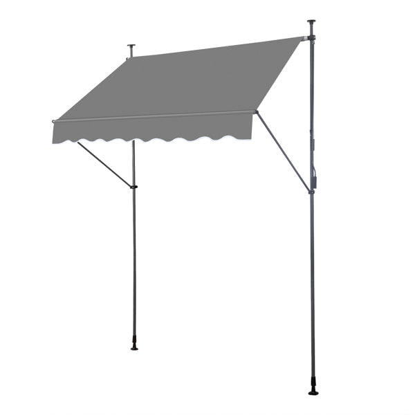 200x120x200-300cm Grey, Support Canopy, Polyester Fabric, Aluminum-iron Frame, Retractable