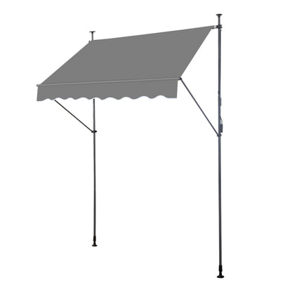200x120x200-300cm Grey, Support Canopy, Polyester Fabric, Aluminum-iron Frame, Retractable