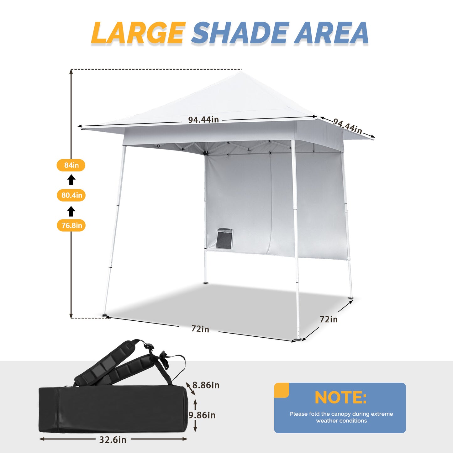 8X8ft White Diagonal Strap With One Side Of Cloth Canopy Folding Shed 210D Oxford Cloth White Spray Coated Iron Pipe Backpack Style Storage Bag Portable