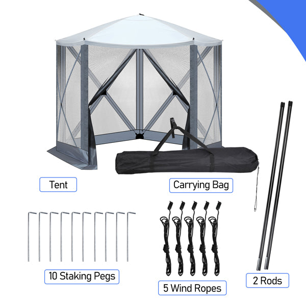 10X10ft Light Gray And Dark Gray Contrasting Pentagonal Automatic Folding Tent