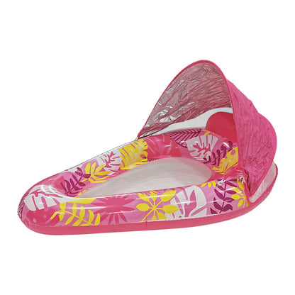 1pc Thick Large Swimming Pool Float With Cup Holder And Sunshade, Essential For Pool Parties And Beaches, Comes With A Manual Air Pump