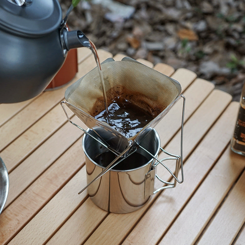 Coffee Drip Rack Outdoor Camping Portable Stainless Steel Folding Funnel Filter Cup Coffee Stove Coffee Grounds Filter