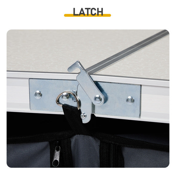 4ft 47cm Wide, Outdoor Folding Table, Aluminum Alloy, Rectangular, Two-fold Tabletop With Gray Cloth Cabinet, 3 Height Adjustments.