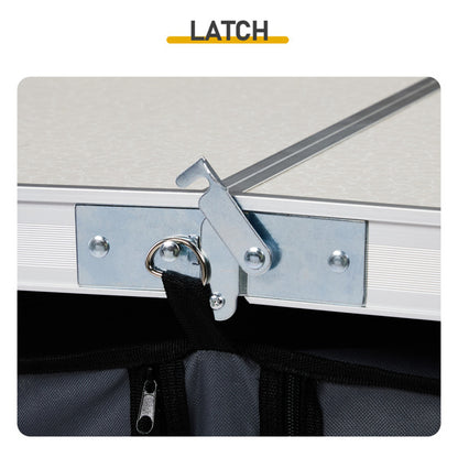 4ft 47cm Wide, Outdoor Folding Table, Aluminum Alloy, Rectangular, Two-fold Tabletop With Gray Cloth Cabinet, 3 Height Adjustments.