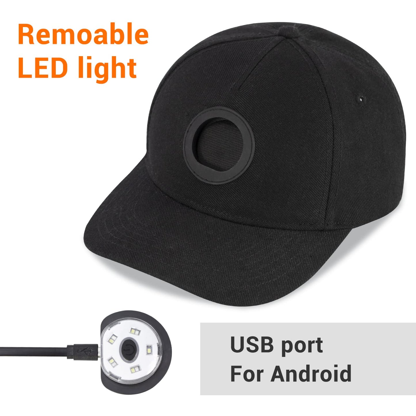 Head mounted lighting sun hat LED light luminous peaked cap removable and washable golf hat