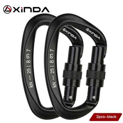 Xinda 25kN D-Shape Carabiner Climbing Security Safety Buckle Screw Gates Master Lock Carabiner Outdoor Rock Climbing Equipment