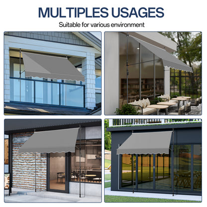 200x120x200-300cm Grey, Support Canopy, Polyester Fabric, Aluminum-iron Frame, Retractable