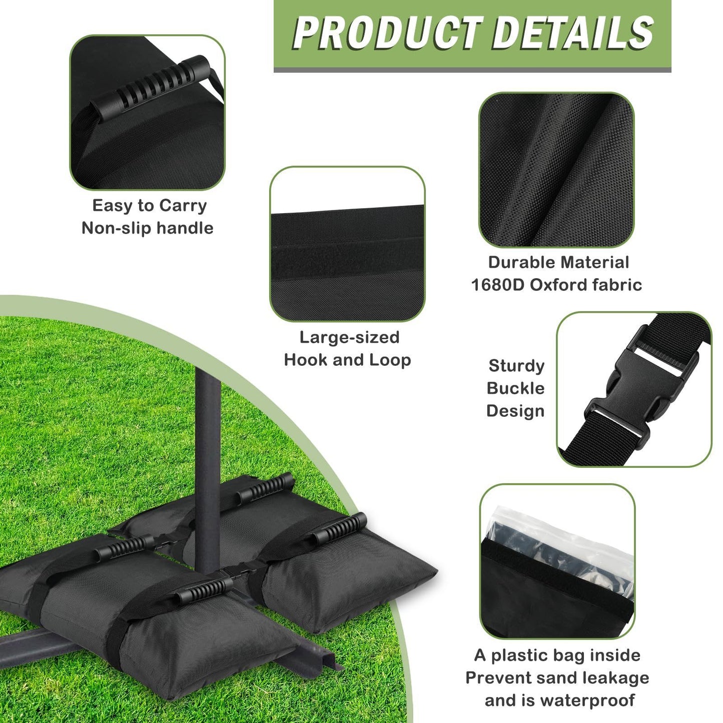Outdoor Black Counterweight Base Sandbag Terrace Cantilever Umbrella Stand Refillable