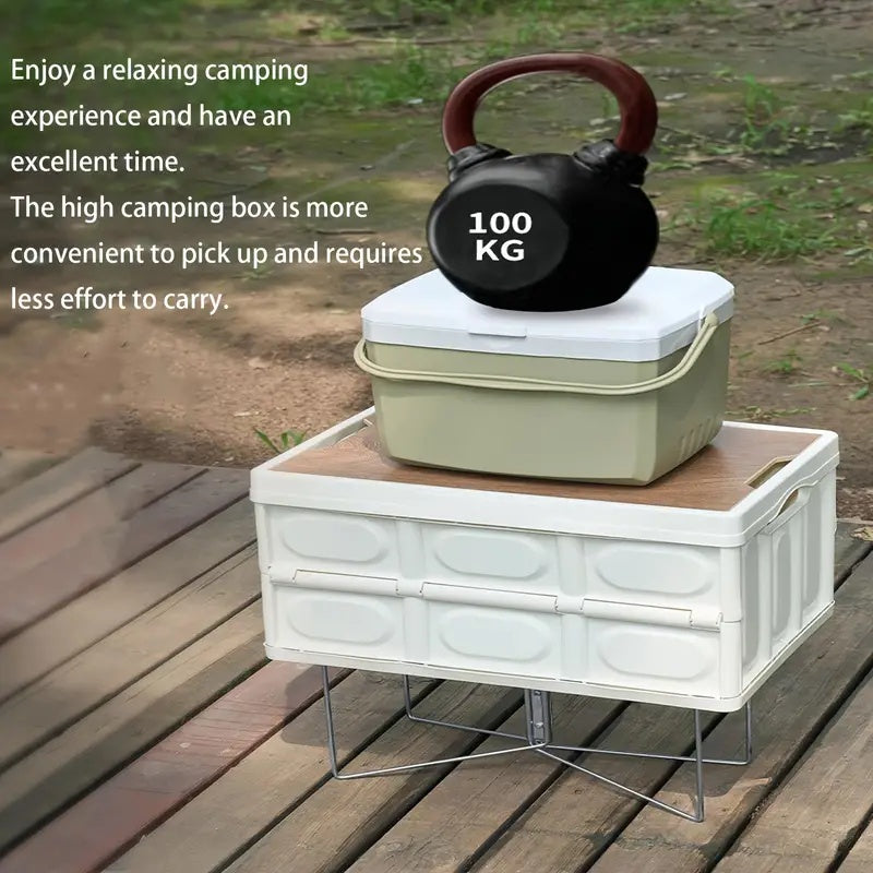 1pc Stainless Steel Portable Folding Rack - Quick Setup, Moisture-Proof Outdoor Luggage Rack With Insulated Storage Base