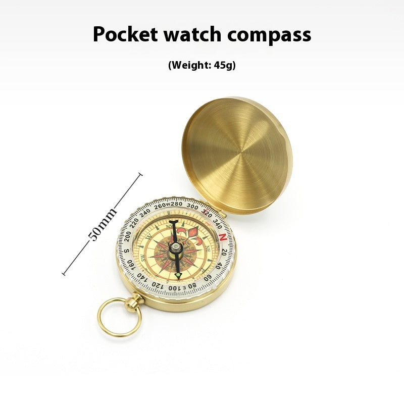Brass Compass G50 Pocket Watch Vintage Flip Compass Outdoor Mountaineering Multifunctional Lidded Luminous