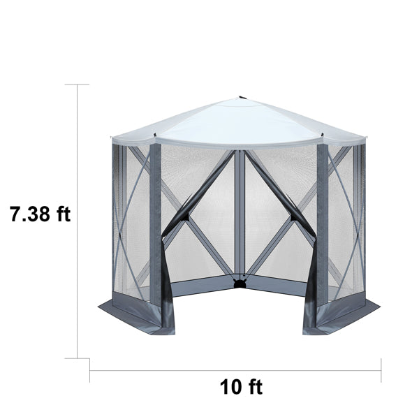 10X10ft Light Gray And Dark Gray Contrasting Pentagonal Automatic Folding Tent