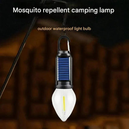 LED Solar Light Camping Emergency Light Bulb Tungsten Filament Light Rechargeable Mosquito Repellent Light Portable Outdoor Lighting Camping
