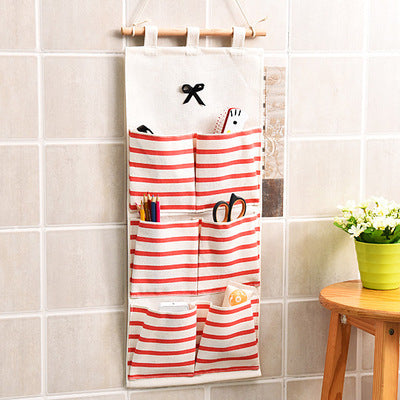 Cotton And Linen Fabric Storage Bag Wall-mounted Buggy Bag Shower Door Rear Multi-layer Hanging Storage Bag