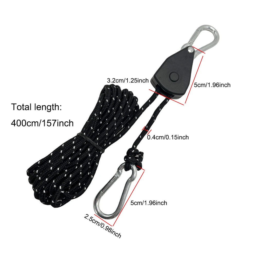 Outdoor camping canopy wind rope tent rope pulley adjuster windproof rope light fixture buckle hanging rope adjustable lifting