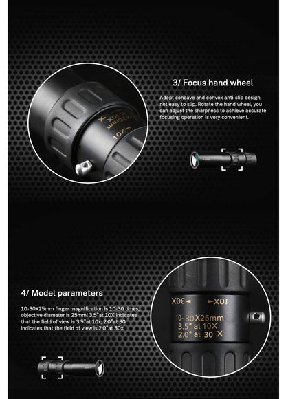 10-30×25 Zoom HD Portable Strong Binoculars Long Range Professional Spyglass Monocular Telescope Low Night Vision for Hunting
