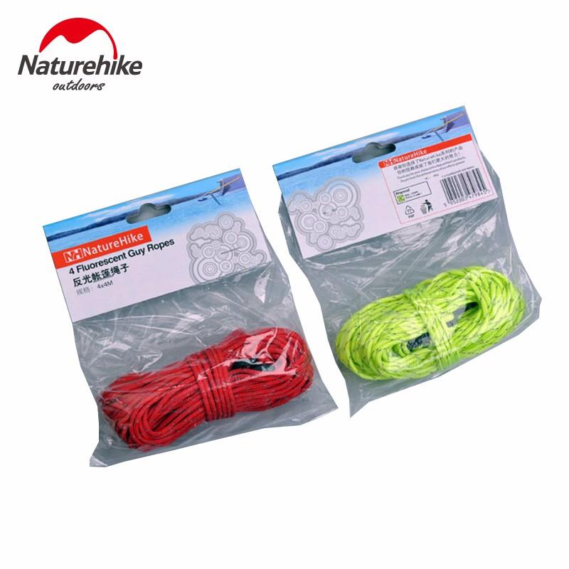 Naturehike 4*4m Reflective Tent Rope Windproof Rope Guy Line Awning Put a Noose With Adjustable Button Green&Red
