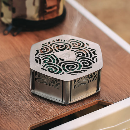 Outdoor Magnetic Mosquito Incense Box Camping Portable Stainless Steel Windproof Hollow Multi functional Mosquito Incense Plate