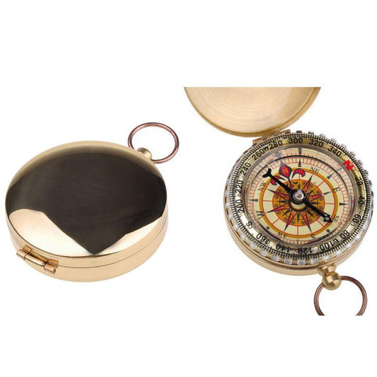 Camping Hiking compass Portable Brass Pocket Golden Navigation for Outdoor Activities Pointing Guide