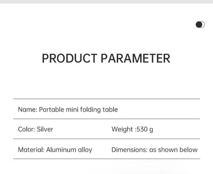 Black Lightweight Portable Folding Ultralight Roll Up Mini Aluminum Picnic Camping Table Foldable For Outdoor Hiking