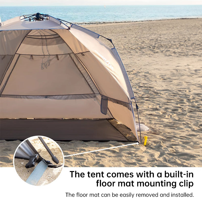 Outdoor 3-4 person one-touch quick-set tent, suitable for beach, fishing, family trips, picnics, parks, UV-resistant with sunsha
