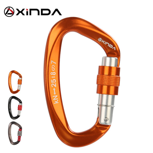 Xinda 25kN D-Shape Carabiner Climbing Security Safety Buckle Screw Gates Master Lock Carabiner Outdoor Rock Climbing Equipment