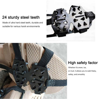 24 Teeth Ice Grips Anti-Slip Ice Claws Winter Gripper Unisex Snow Claw Shoe Covers Climbing Chain Crampons Outdoor Accessories