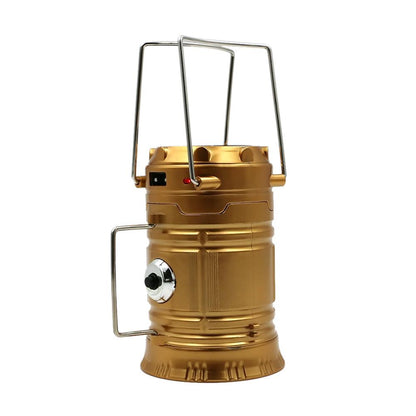 LED Solar Powered Collapsible Flashlights Portable Lamp Rechargeable Hand Lamp Hiking Camping Lantern Light Outdoor Lighting