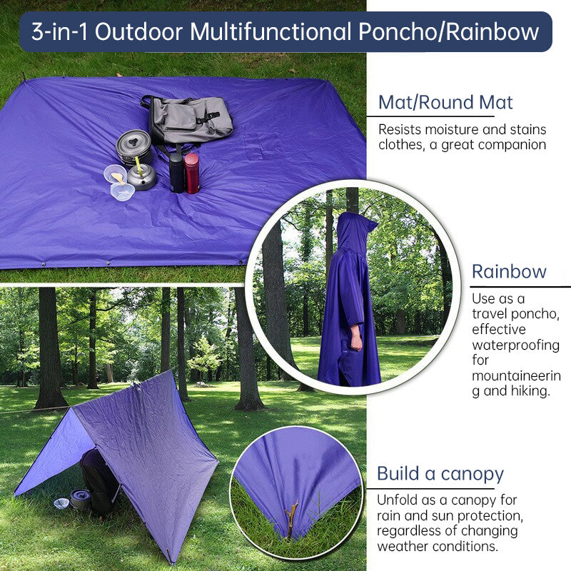 Waterproof Hooded Rain Coat/Poncho: Lightweight, for Outdoor Hiking/Fishing/Climbing (Unisex)