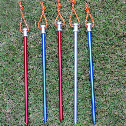 Shinetrip 4PCS tent pegs luxury Aluminum alloy pegs with pull cords Camping Awning Fixed nails Tubular Accessories 23cm