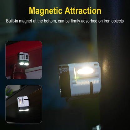 U6 SST20 LED EDC Flashlight Keychain Work Light Type-C Rechargeable Clip Torch with Magnet Camping Pocket Lantern