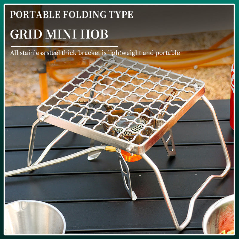 Outdoor Stainless Steel Stove Head Support Portable Folding Barbecue Grill Set Pot Rack Grid Grill Support Grill