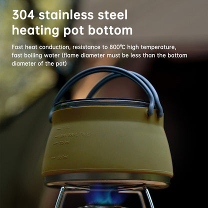 New Camping Portable Silicone Folding Kettle Outdoor Compressible Folding Pot Travel Silicone Kettle