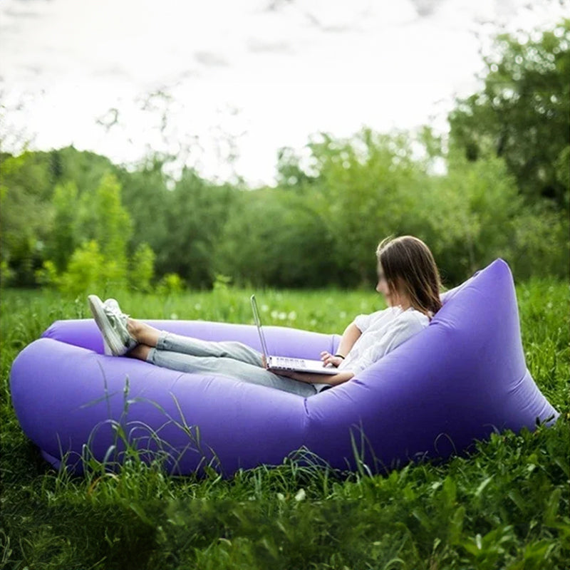 Outdoor lazy inflatable sofa Portable beach air sofa Foldable inflatable camping sofa bed One-person sleeping bag
